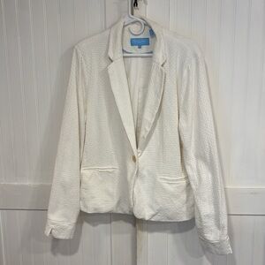 Draper James RSVP Eyelet Textured Blazer, washable, White size XXL